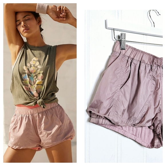 Free People Bubble Hem Shorts Womens Size S Mauve Pink FP Movement High Rise - Picture 1 of 13